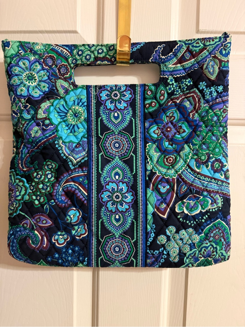 Vera Bradley Navy, Teal & Blue Quilted Cutout-Handle Tote (Blue Rhapsody)